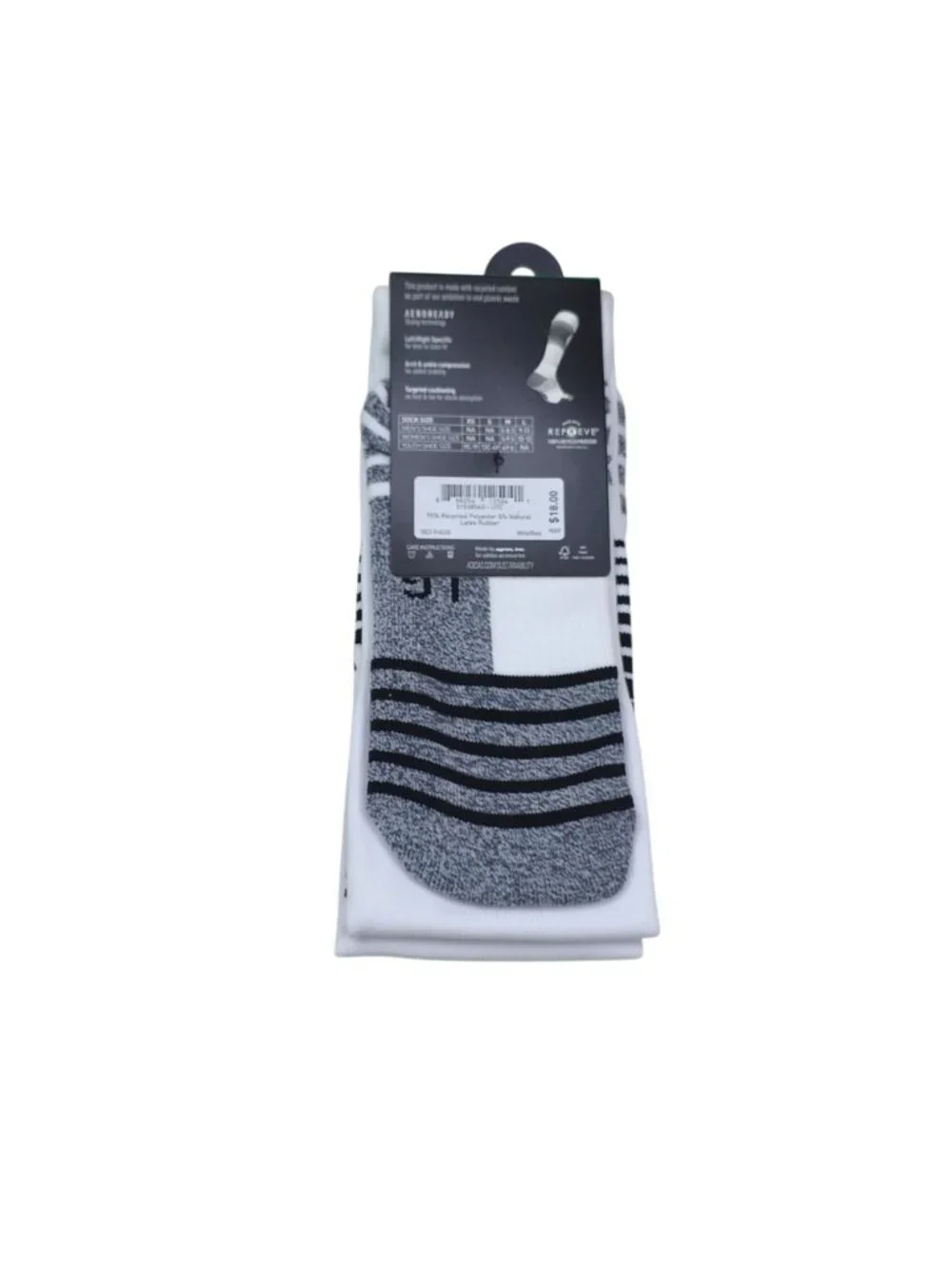 Adidas Team Speed Soccer Socks Large White & Black Aeroready Recycled Content